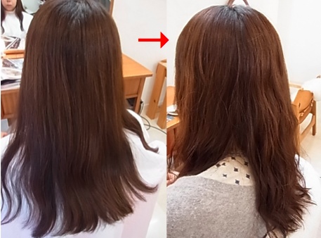 この写真のようなパーフェクトカラーをしていた97%の美容室は進化したシステム:マレーア・レナータカラーへ転換しています。なおこの施術に用いたミコノスは既に廃盤になりました。