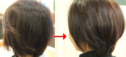 この写真のようなパーフェクトカラーをしていた97%の美容室は進化したシステム:マレーア・レナータカラーへ転換しています。なおこの施術に用いたミコノスは既に廃盤になりました。