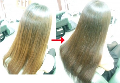 この写真のようなサプリカラーをしていた97%の美容室は進化したシステム:マレーア・レナータカラーへ転換しています。なおこの施術に用いたミコノスは既に廃盤になりました。