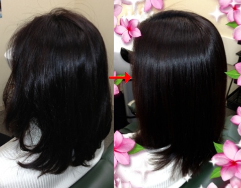この写真のような縮毛矯正をされていた97%の美容室は進化したシステム:マレーア・レナータ縮毛矯正施術へ転換しています。なおこの施術に用いたミコノスは既に廃盤になりました。