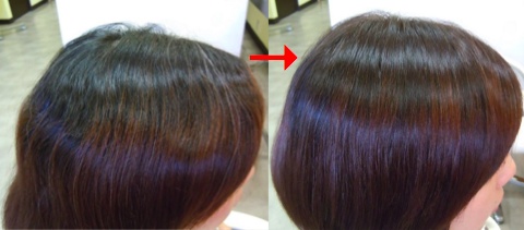 この写真のような縮毛矯正+カラー施術をされていた97%の美容室は進化したシステム:マレーア・レナータ縮毛矯正+カラー施術へ転換しています。なおこの施術に用いたミコノスは既に廃盤になりました。