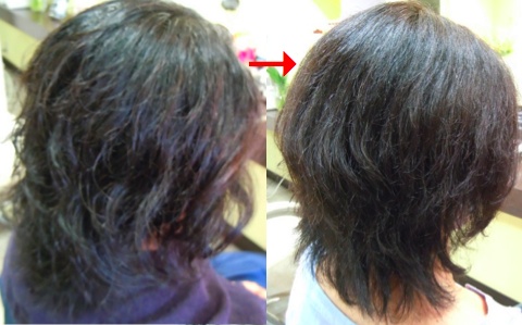 この写真のようなサプリカラーをしていた97%の美容室は進化したシステム:マレーア・レナータカラーへ転換しています。なおこの施術に用いたミコノスは既に廃盤になりました。