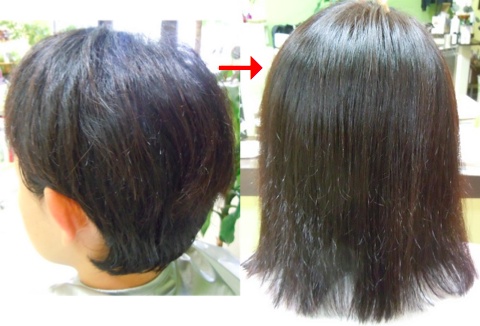 この写真のような縮毛矯正やカラー施術をされていた97%の美容室は進化したシステム:マレーア・レナータ縮毛矯正やマレーア・レナータカラー施術へ転換しています。なおこの施術に用いたミコノスは既に廃盤になりました。