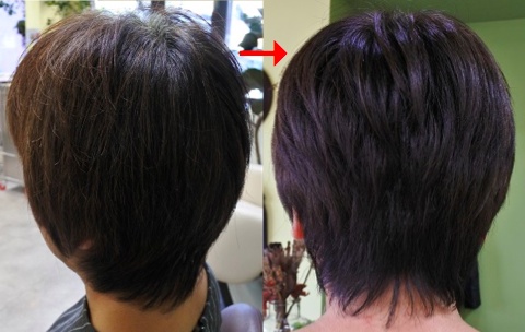 この写真のようにパーマ+カラー施術をされていた90%以上の美容室は進化したシステム:マレーア・レナータカール+カラー施術へ転換しています。なおこの施術に用いたミコノスは既に廃盤となっています。