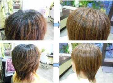 この写真のような縮毛矯正+カラー施術をされていた97%の美容室は進化したシステム:マレーア・レナータ縮毛矯正+カラー施術へ転換しています。なおこの施術に用いたミコノスは既に廃盤になりました。